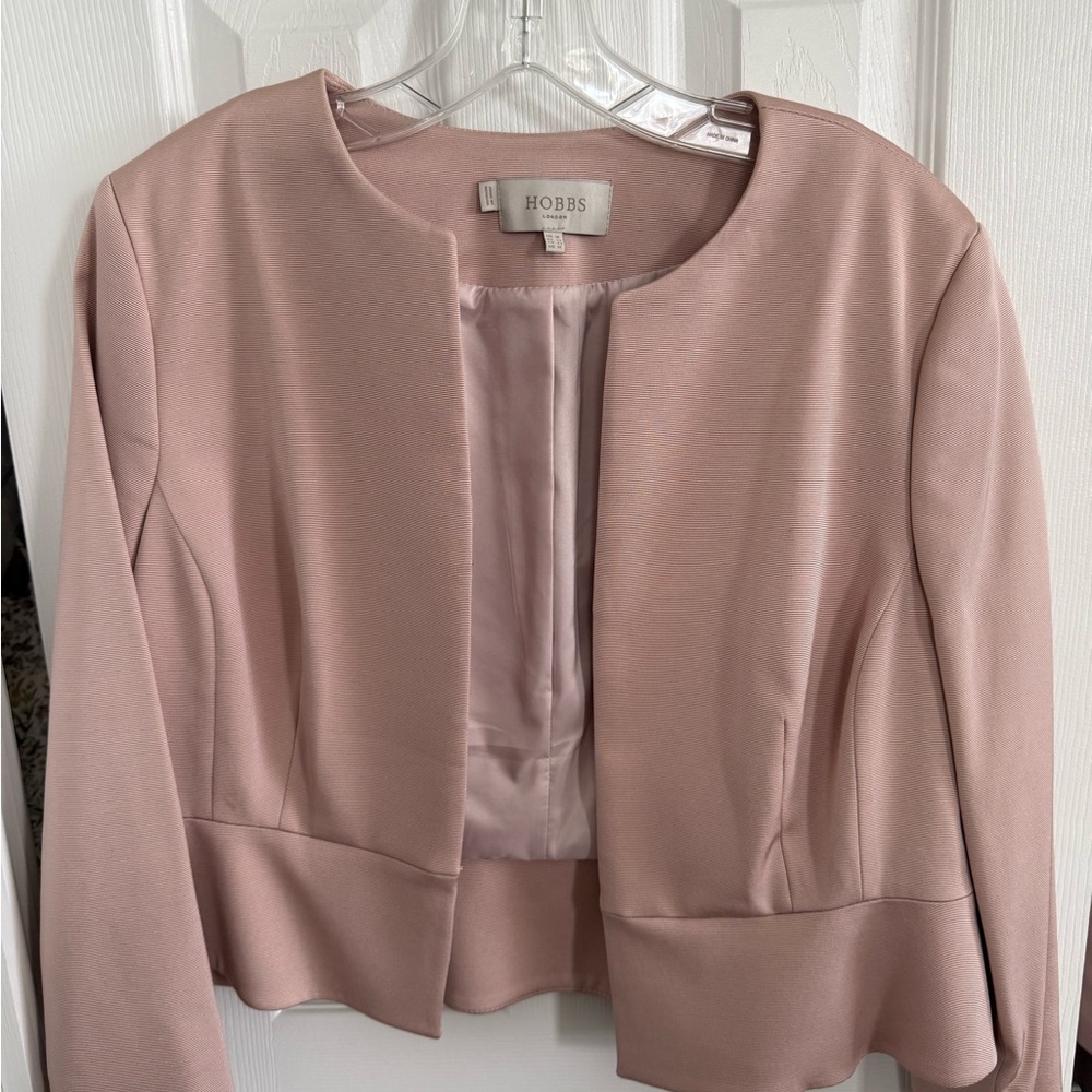 Hobbs Women's Dusty Pink Cropped Open-Front Blazer